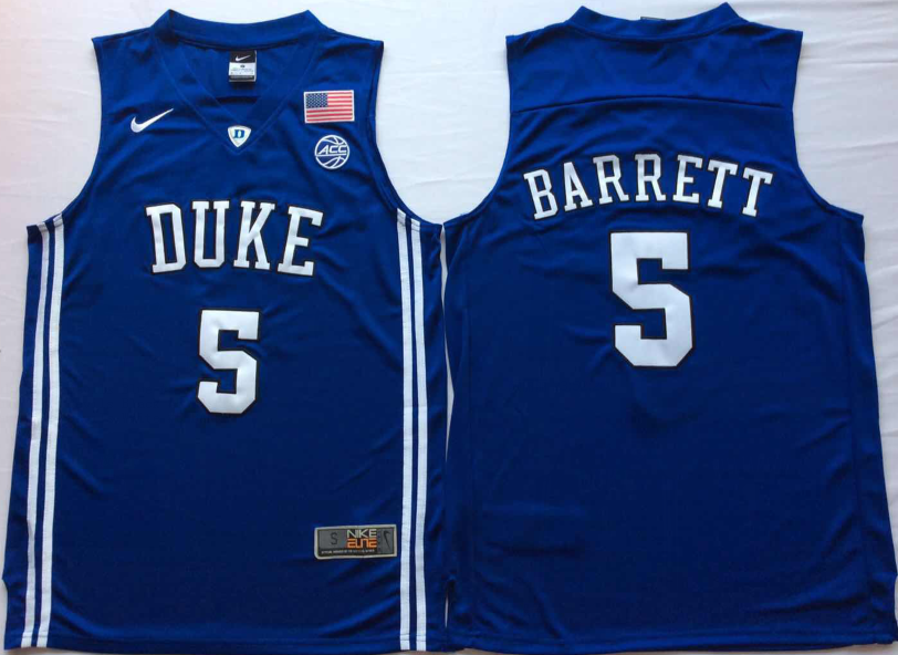 NCAA Men Duke Blue Devils Blue #5 BARRETT.->ncaa teams->NCAA Jersey